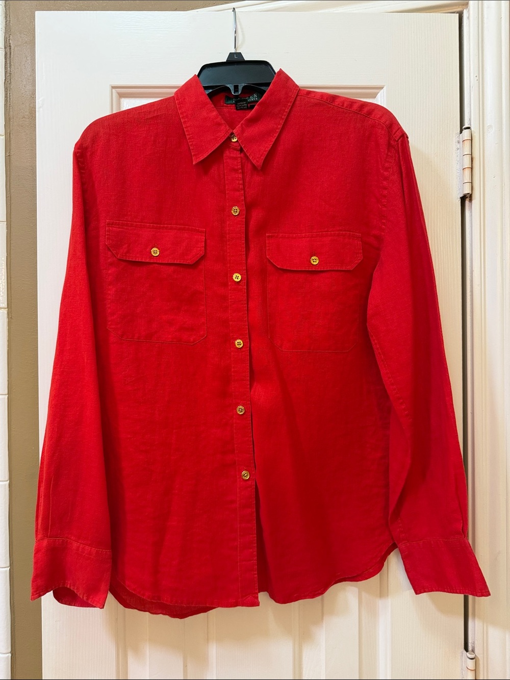 Lauren Ralph Lauren Red Button-Front Women's Blouse